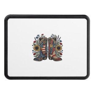 Patriotic Cowboy Boots Sunflower Floral Shirt Desi Hitch Cover