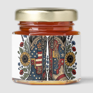 Patriotic Cowboy Boots Sunflower Floral Shirt Desi Honey Jar Favors