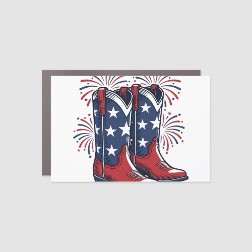 Patriotic Cowboy Boots Vintage Western Shirt Desig Car Magnet