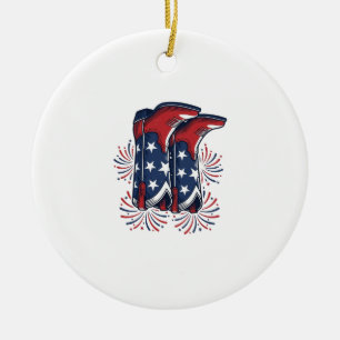 Patriotic Cowboy Boots Vintage Western Shirt Desig Ceramic Ornament