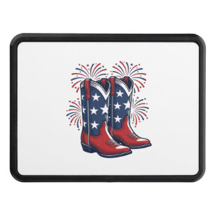 Patriotic Cowboy Boots Vintage Western Shirt Desig Hitch Cover