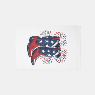 Patriotic Cowboy Boots Vintage Western Shirt Desig Rug