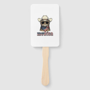 Patriotic Cowboy Cat Mewica Vintage Vector Design_ Hand Fan
