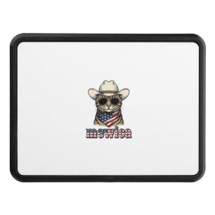 Patriotic Cowboy Cat Mewica Vintage Vector Design_ Hitch Cover