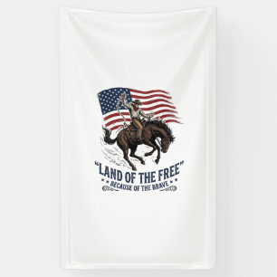 Patriotic Cowboy Land Of The Free Western Shirt De Banner