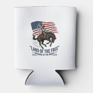 Patriotic Cowboy Land Of The Free Western Shirt De Can Cooler