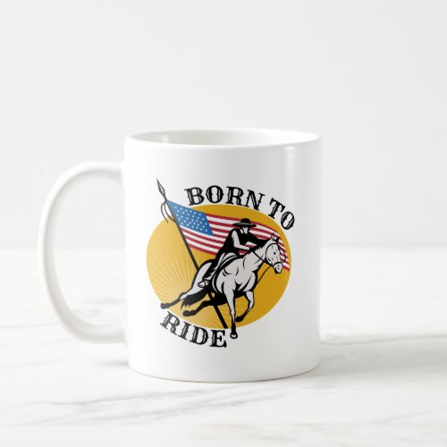 Patriotic Cowboy Riding Horse USA Flag  Coffee Mug