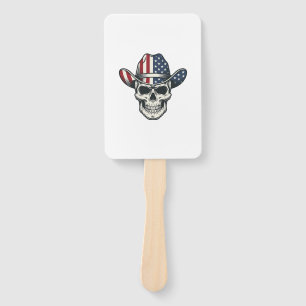 Patriotic Cowboy Skull Vintage Engraving Shirt_1 Hand Fan