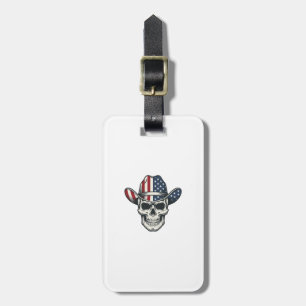 Patriotic Cowboy Skull Vintage Engraving Shirt_1 Luggage Tag