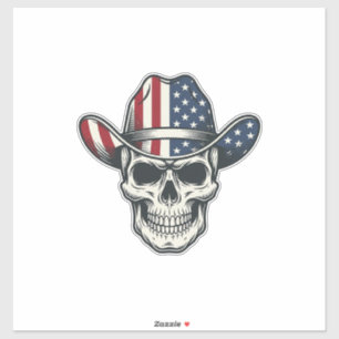 Patriotic Cowboy Skull Vintage Engraving Shirt_1 Sticker