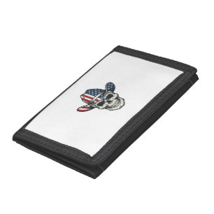 Patriotic Cowboy Skull Vintage Engraving Shirt_1 Trifold Wallet