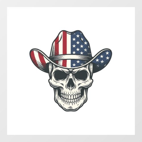 Patriotic Cowboy Skull Vintage Engraving Shirt_1 Window Cling