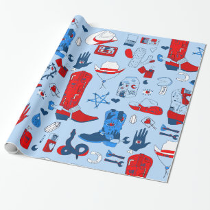 patriotic cowboy wiccan cowgirl western  wrapping paper