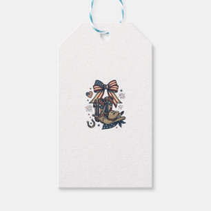 Patriotic Cowgirl Boots and Bow Western Shirt Desi Gift Tags
