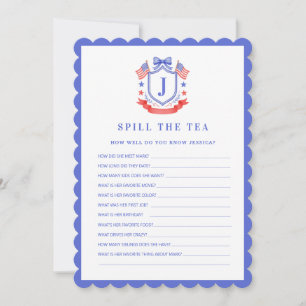 Patriotic Cre   Spill the Tea   Bridal Shower Game Invitation