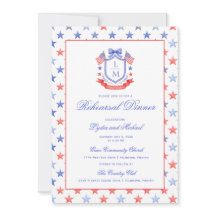 Patriotic Crest w/ US Flags | Rehearsal Dinner