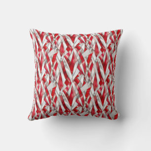 Patriotic Crimson Silver Weave Throw Pillow