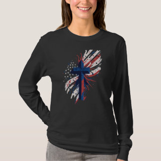 "Patriotic Cross – A Symbol of Faith and Freedom" T-Shirt
