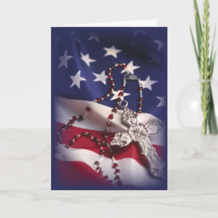Patriotic Cross and Flag Letterpress Thank You Card