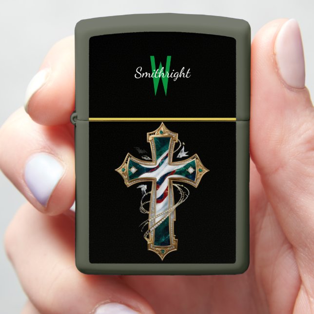 Patriotic Cross: Flag of Honor Zippo Lighter (In Hand)