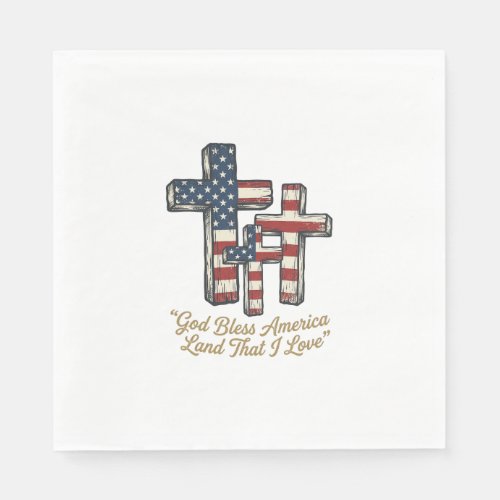 Patriotic Cross God Bless America Shirt Design_1 Napkins