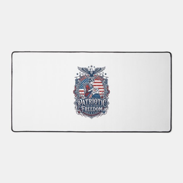 Patriotic Cross Stitcher Vector Graphic Tee_1 Desk Mat (Front)