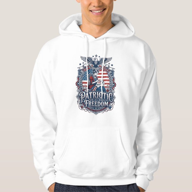 Patriotic Cross Stitcher Vector Graphic Tee_1 Hoodie (Front)