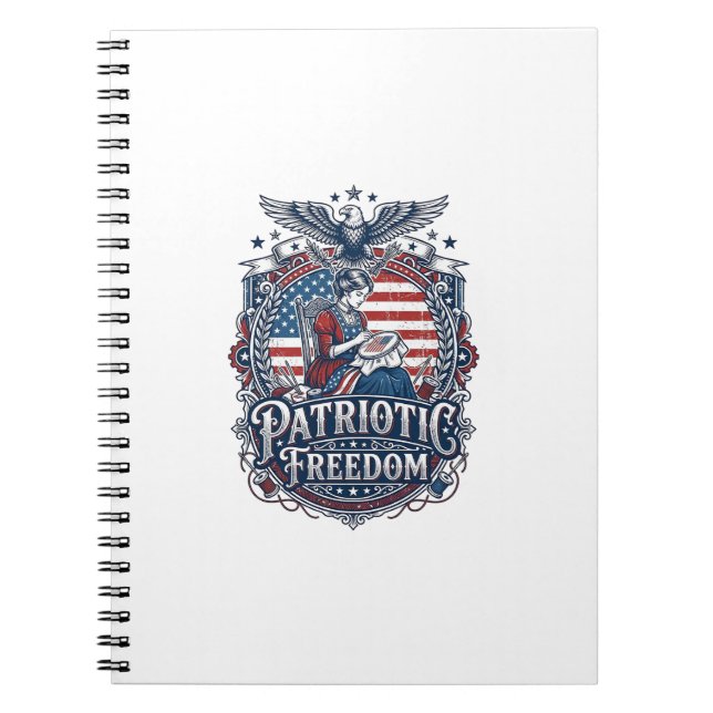 Patriotic Cross Stitcher Vector Graphic Tee_1 Notebook (Front)