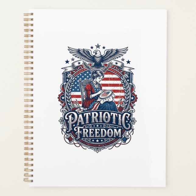 Patriotic Cross Stitcher Vector Graphic Tee_1 Planner (Front)