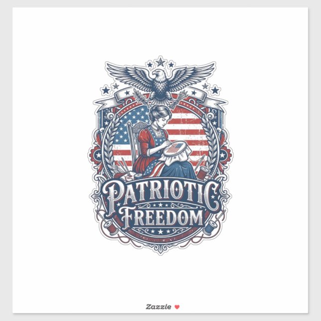 Patriotic Cross Stitcher Vector Graphic Tee_1 Sticker (Sheet)