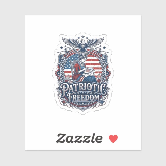 Patriotic Cross Stitcher Vector Graphic Tee_1 Sticker (Sheet)