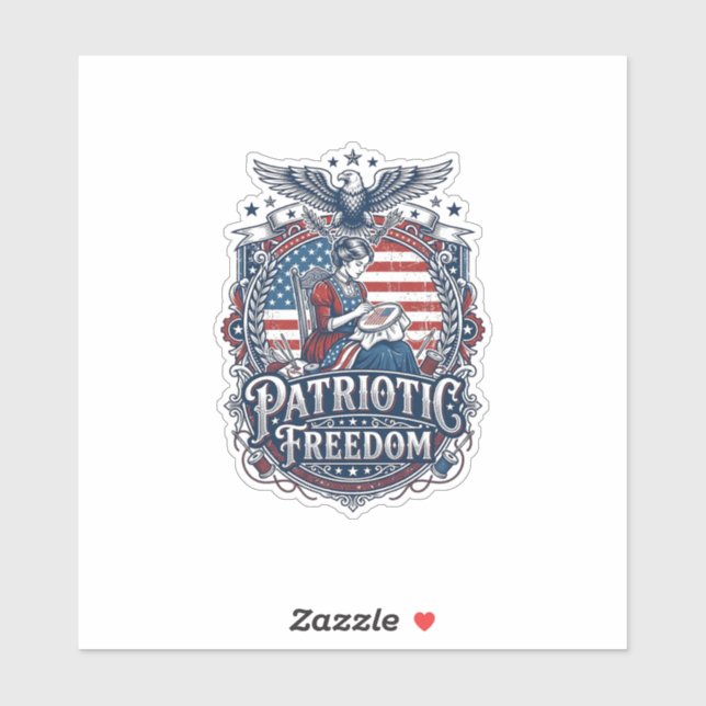 Patriotic Cross Stitcher Vector Graphic Tee_1 Sticker (Sheet)