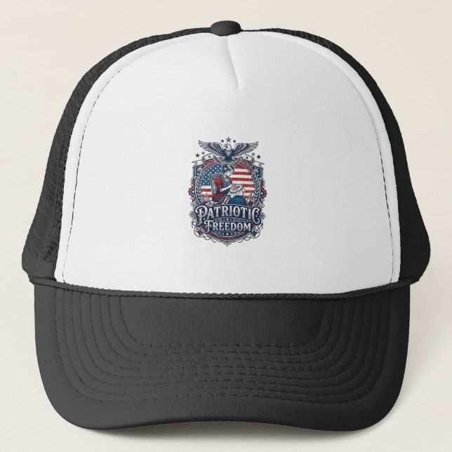 Patriotic Cross Stitcher Vector Graphic Tee_1 Trucker Hat (Front)