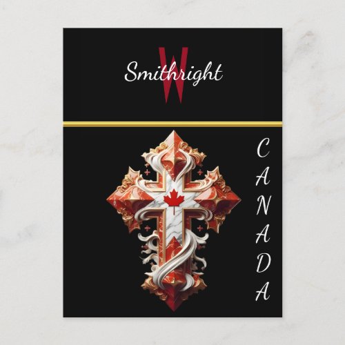 Patriotic Cross With Maple Leaf Postcard