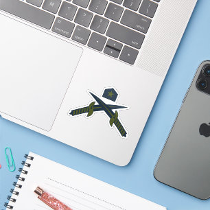 Patriotic Crossed Swords and Star Military Sticker