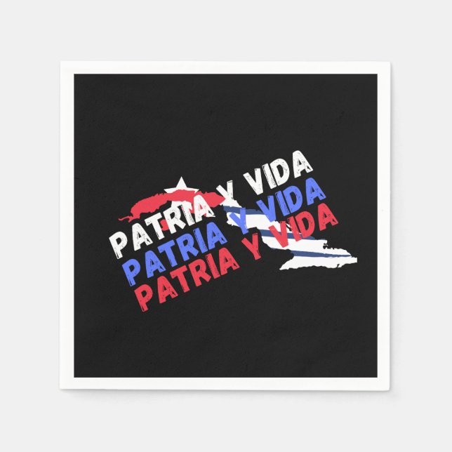 Patriotic Cuba Patria Y Vida Cuban Flag Napkins (Front)