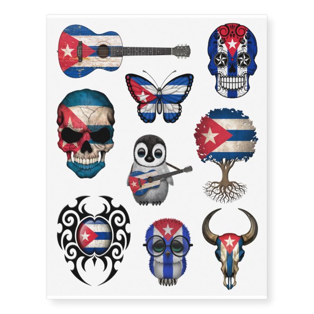 Patriotic Cuban Flags Collection Temporary Tattoos (Front)
