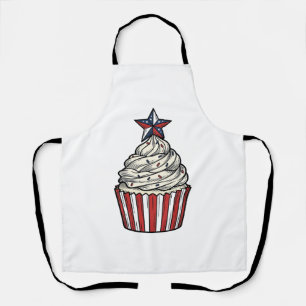 Patriotic Cupcake Vintage Engraving Fourth of July Apron