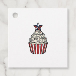 Patriotic Cupcake Vintage Engraving Fourth of July Favor Tags