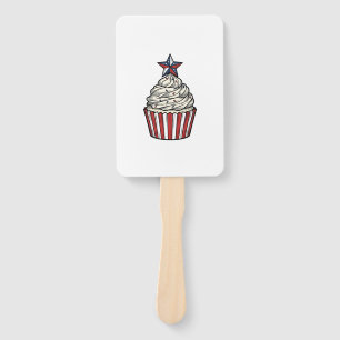 Patriotic Cupcake Vintage Engraving Fourth of July Hand Fan