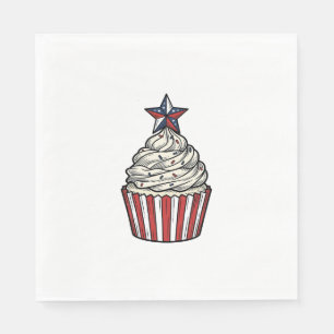 Patriotic Cupcake Vintage Engraving Fourth of July Napkins