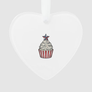 Patriotic Cupcake Vintage Engraving Fourth of July Ornament