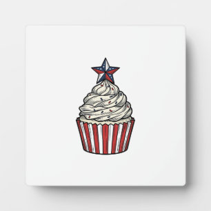 Patriotic Cupcake Vintage Engraving Fourth of July Plaque