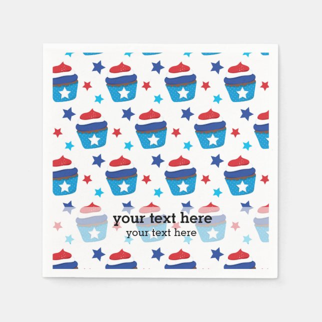 Patriotic Cupcakes Paper Napkins (Front)