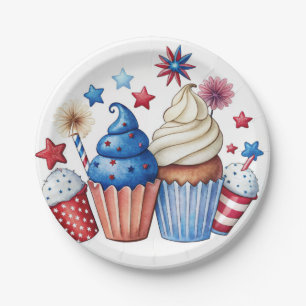 Patriotic cupcakes paper plates