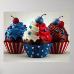 Patriotic Cupcakes Poster<br><div class="desc">Celebrate your favorite people!  This stunning postcard will let them know how much they are appreciated on their special day!
Zazzle makes it fast and easy to customize designs to make them your own!</div>