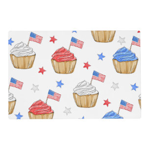 Patriotic Cupcakes Red White Blue Placemat