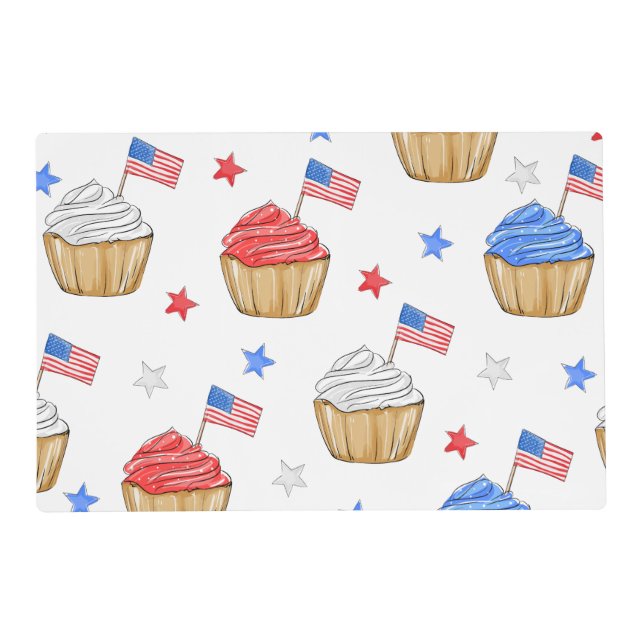 Patriotic Cupcakes | Red White Blue  Placemat (Front)