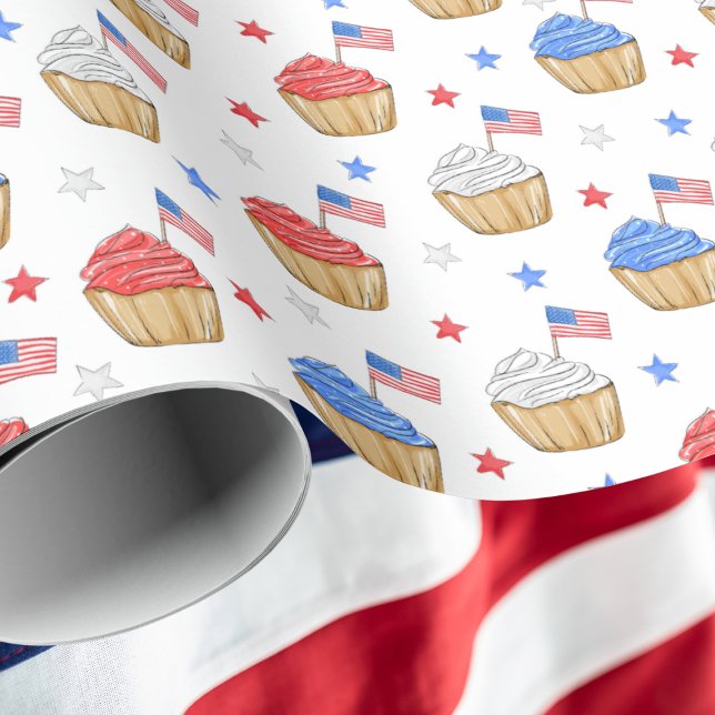 Patriotic Cupcakes | Red White Blue Wrapping Paper (Creator Uploaded)