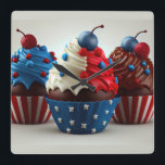 Patriotic Cupcakes Square Wall Clock<br><div class="desc">Celebrate your favorite people!  This stunning postcard will let them know how much they are appreciated on their special day!
Zazzle makes it fast and easy to customize designs to make them your own!</div>